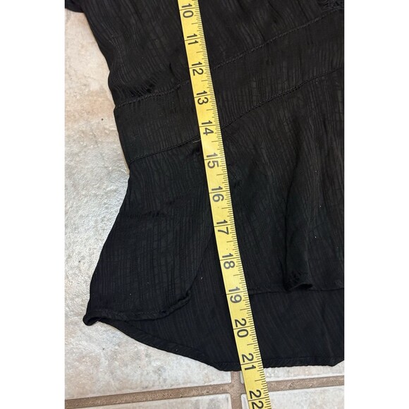 IRO Paris Size 40 US 8 Black Lace Pleated Crepe The Chine Blouse Boho Minimalist - Picture 14 of 16